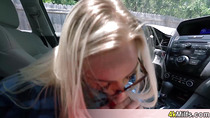 Busty stepmom Elena sucked my dick in the car and I was filming it because of reasons