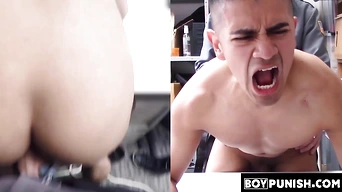 BoyPunish.com - Young Latino's devastating raw fuck by a security officer's bare, fat dick