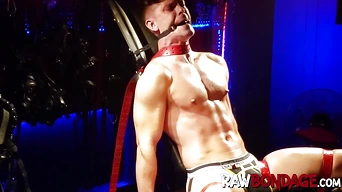 Hottie jock aroused as he gets choked and punched by master