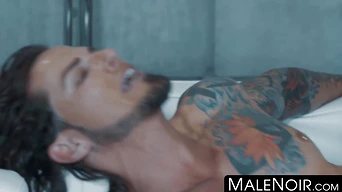 MaleNoir.com - Inked Archer Croft rimmed by black top Zario Travezz