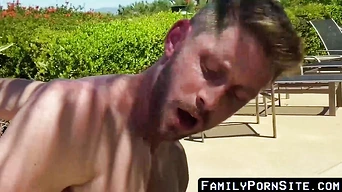 FamilyPornSite.com - Inked muscle jock uses naive stepson's ass after mutual blowjob