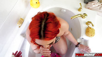 Stepson getting a hot bath and blowjob from his stepmom Scarlett Venom