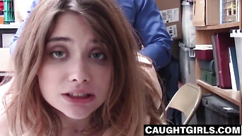 Ariel McGwire's tight teen pussy fucked hard on desk