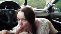Step sister gave fellatio for a ride, got torn up in the car like a deluxebitch, hottest XXX!