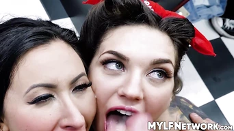 Blonde Tiffany Rousso and other attractive cougars suck dicks to get cum in their mouths
