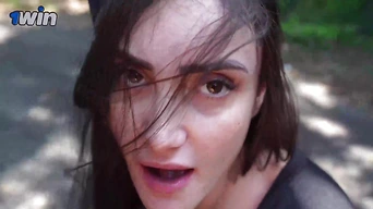 Watch Victoria SEX, the busty ebony milf, suck and blow in public with her huge tits out!