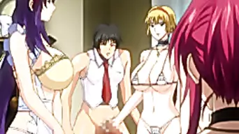 Busty hentai maids group oralsex and facial cumshot