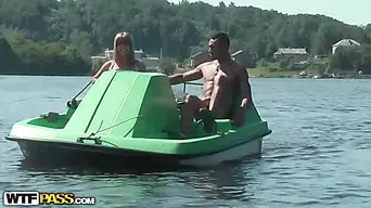 Titted blonde fucked hard in a boat