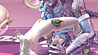 Caught 3d anime gets licked her pussy by monster