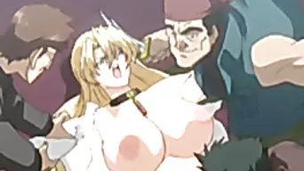 Blonde hentai bigtits brutally gangbanged by bandits