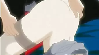 Anime blonde rubbed and finger fucked to orgasm